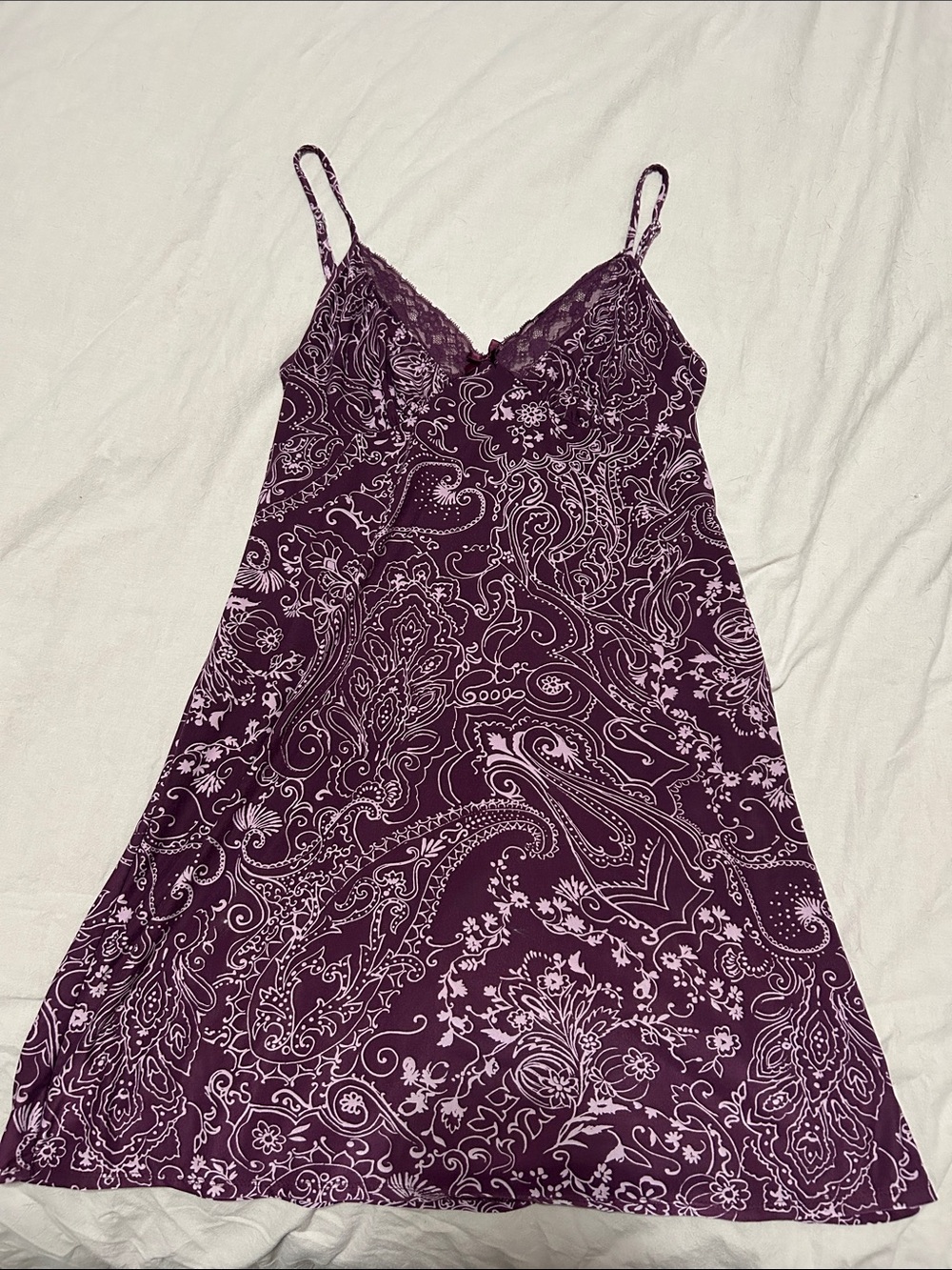 Women's Purple Paisley Slip Dress - Unbranded